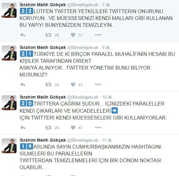 Melih Gökçek'ten Twitter'a tarihi çağrı