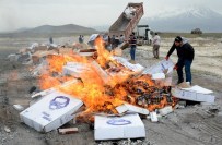 Aksaray'da Kaçak 1 Milyon 200 Bin Paket Sigara İmha Edildi