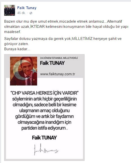 Eski milletvekili CHP'den istifa etti