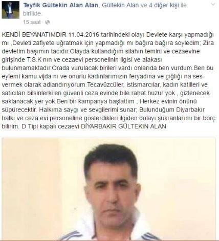 Özgecan'ın katilini öldüren şahıstan açıklama