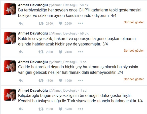 Başbakan Davutoğlu: Kılıçdaroğlu Türk siyasetinde utançla hatırlanacak