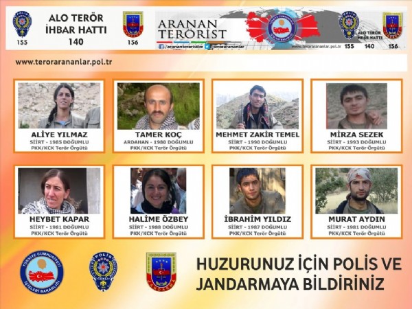 4 milyon lira ödüllü 'Terörist Listesi'
