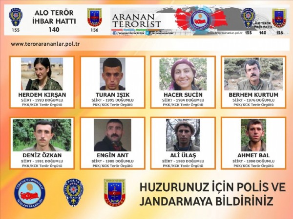 4 milyon lira ödüllü 'Terörist Listesi'
