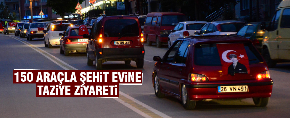 Şehidin evine 150 araçlık taziye konvoyu