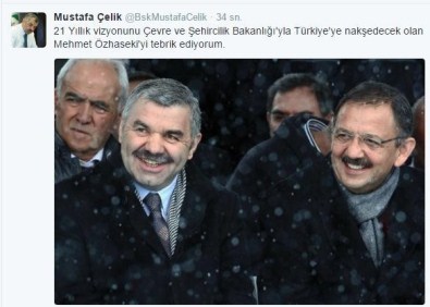 Başkan Çelik'ten, Çevre Ve Şehircilik Bakanı Olan Mehmet Özhaseki'ye Tebrik