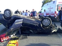 Takla Atan Araçta Sıkışan Yaralıları İtfaiye Kurtardı