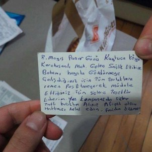 Fatsa'da 112 Ekibini Duygulandıran Not