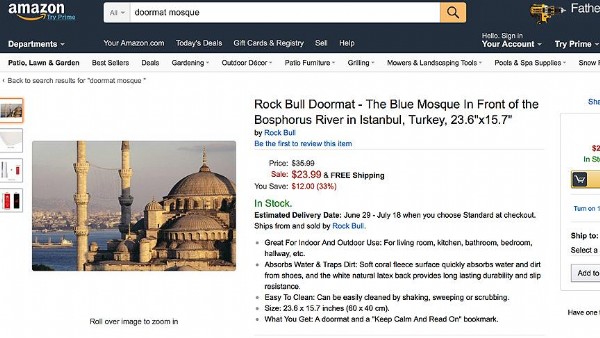 Amazon'da İslami temalı kapı paspasları