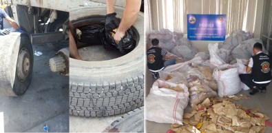 Tekerleklerin İçinden Kaçak Tütün Çıktı