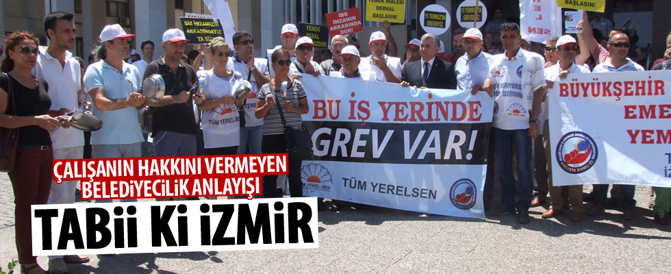 İzmir Büyükşehir Belediyesi önünde 'tencere tavalı' eylem