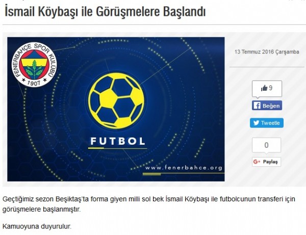 Fenerbahçe İsmail Köybaşı'nı açıkladı