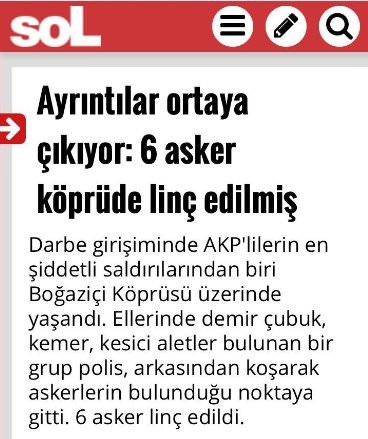 Sol gazetesi darbe karşıtlarını katliamcı ilan etti