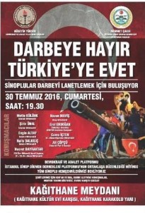 Kağıthane'de 'Darbeye Hayır, Türkiye'ye Evet' Mitingi