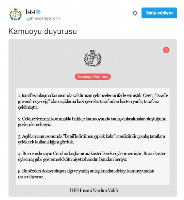 İHH'dan 'yanlış anlaşıldık' açıklaması ve özür