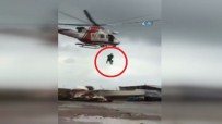 Selde Mahsur Kalan Vatandaşlar Helikopterle Kurtarıldı Haberi
