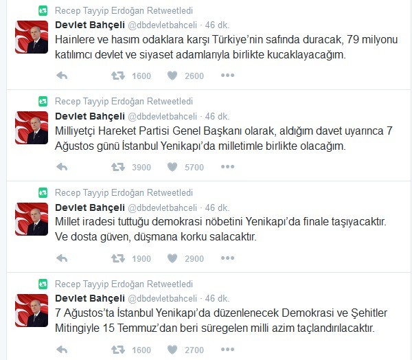 Erdoğan'dan büyük sürpriz! O twitleri retweet etti