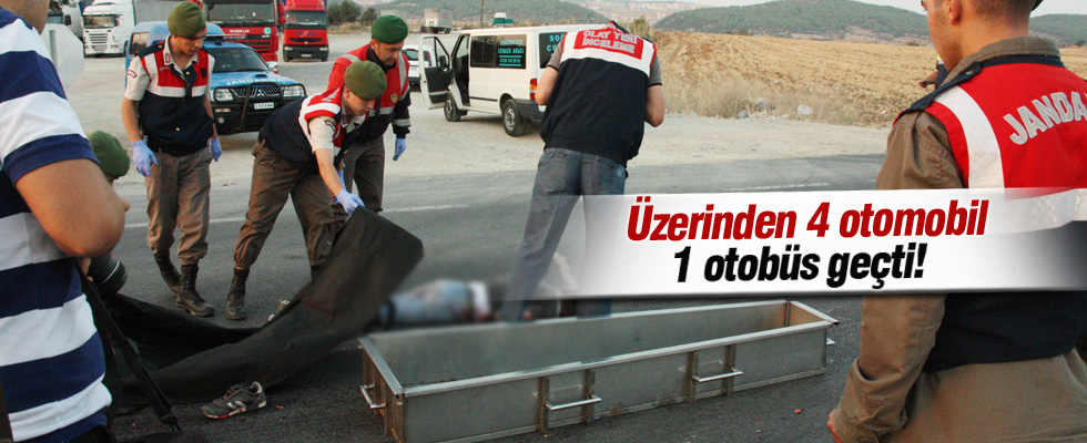 Üzerinden 4 otomobil, 1 otobüs geçti