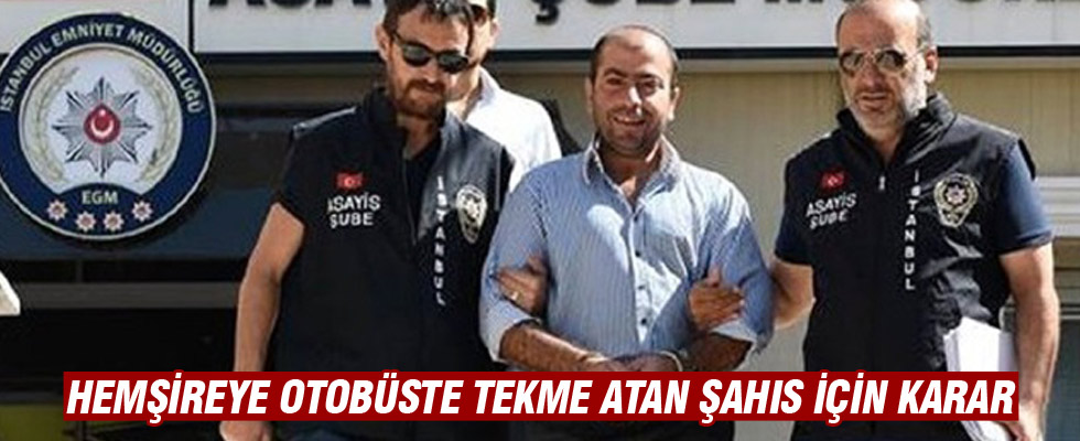 Hemşireye otobüste tekme atan şahıs serbest