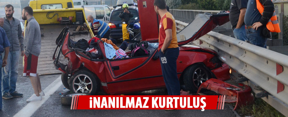 Yarış yapan sürücünün çarptığı otomobilden inanılmaz kurtuluş