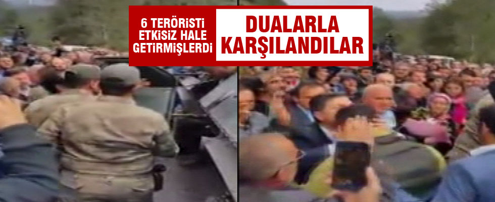 6 teröristi öldüren askerler kutlamayla karşılandı
