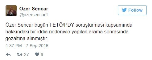 Özer Sencar'a FETÖ gözaltısı