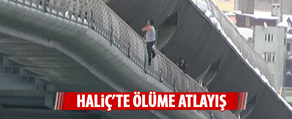 Haliç Metro Köprüsü'nden böyle atladı