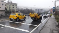 TAKSİ ŞOFÖRÜ - Beşiktaş'ta Başka Bir Aracın Çarptığı Ticari Taksi Takla Attı