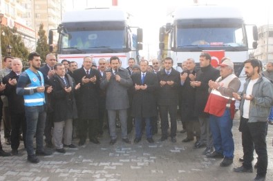 Mardin'de Halep İçin Toplanan Yardım Tırları Yola Çıktı