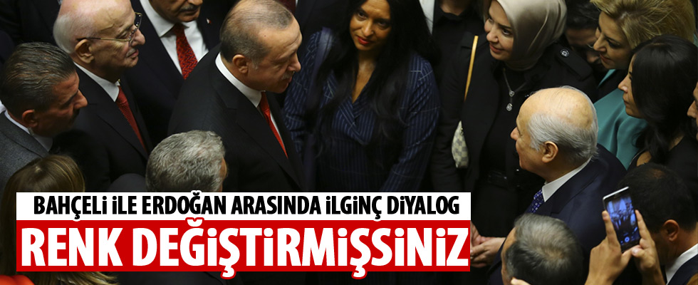 Cumhurbaşkanı Erdoğan ile Bahçeli arasında rozet diyaloğu