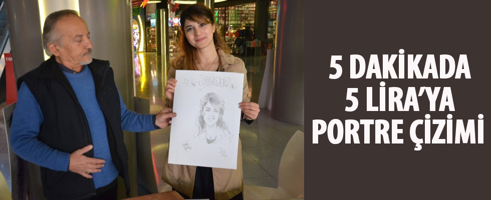 5 dakikada 5 Lira'ya portre çizimi