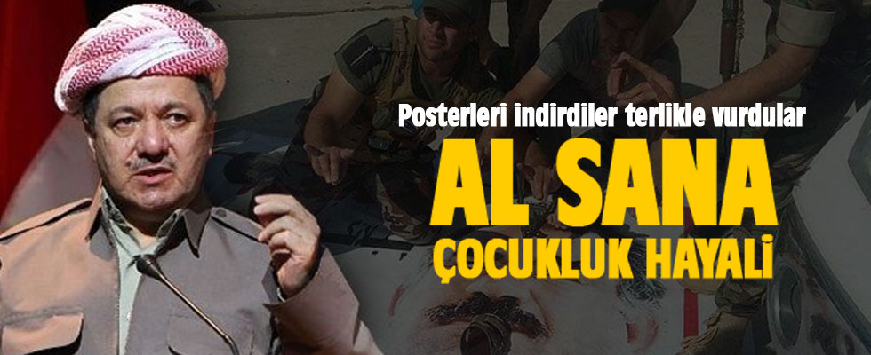 Türkmenler, PKK'nın astığı Öcalan posterlerini söktü