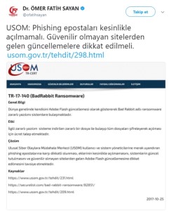 Ulusal Siber Olaylara Müdahale Merkezi'nden 'Badrabbit' Uyarısı