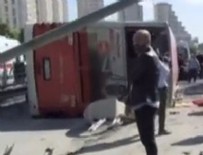 OTOBÜS KAZASI - İstanbul Bahçeşehir'de otobüs devrildi