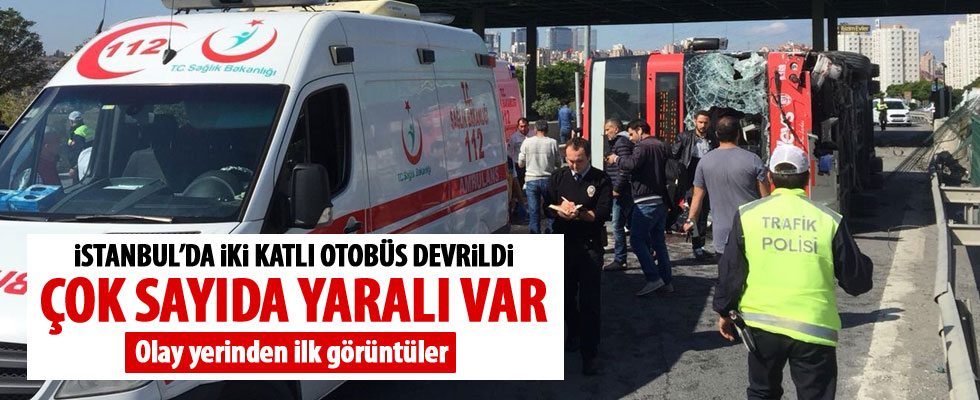 İstanbul Bahçeşehir'de otobüs devrildi