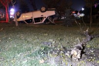 OVAKAVAĞı - Polisin Dur İhtarına Uymayan Ehliyetsiz Sürücü Takla Attı