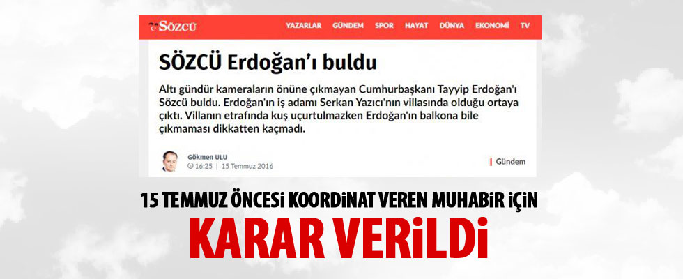 Sözcü Gazetesi muhabiri Gökmen Ulu tahliye edildi