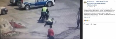 Polise Çarpıp Kaçan Motosiklet Sürücüsü Aranıyor