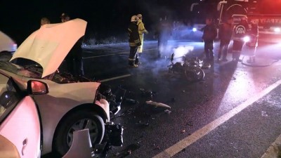 Aydın'da Sürücüsü Ters Yöne Giren Otomobil Motosikletle Çarpıştı