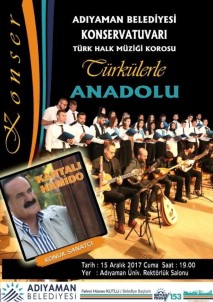 Adıyaman'da  'Türkülerle Anadolu' Konseri Düzenlenecek