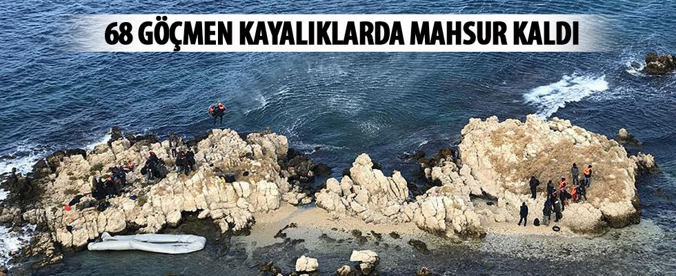 Göçmenler kayalıklarda mahsur kaldı