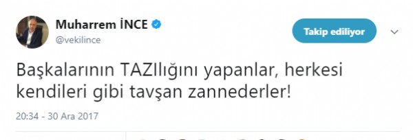 Muharrem İnce'den Yeni Şafak'a tepki