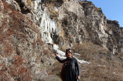 Ardahan'da Soğuk Hava Nedeniyle Şelale Dondu