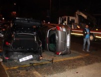 HAYDAR ALİYEV - Takla atan otomobil park halindeki otomobilin üzerine düştü