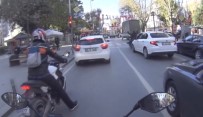 ŞIŞHANE - İstanbul'da Motosikletlilerin Ölümden Kıl Payı Kurtuluşları