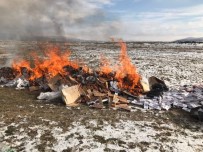 Aksaray'da 250 Bin Paket Kaçak Sigara Yakılarak İmha Edildi