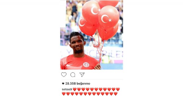 Eto'o'dan 'Türk Bayraklı' Paylaşım