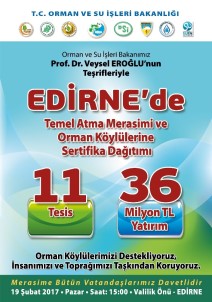 Edirne'ye 11 Tesis, 24 Milyon TL'lik Yatırım Kazandırılıyor