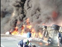 AKARYAKIT TANKERİ - Devrilen tanker alev alev yandı!