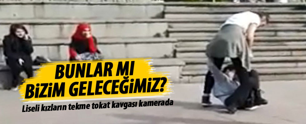Liseli kızların kavgasını arkadaşları böyle görüntüledi