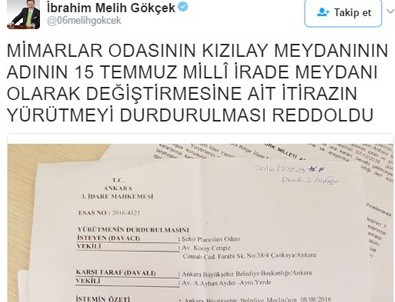 Mimar Odası'nın itirazına ret